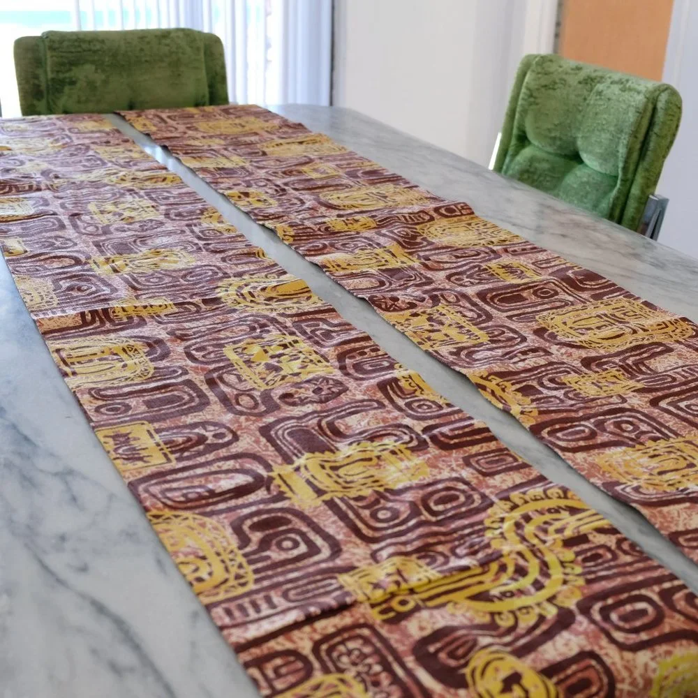 Rare Vintage 1960's Hawaiian Barkcloth Valance Set